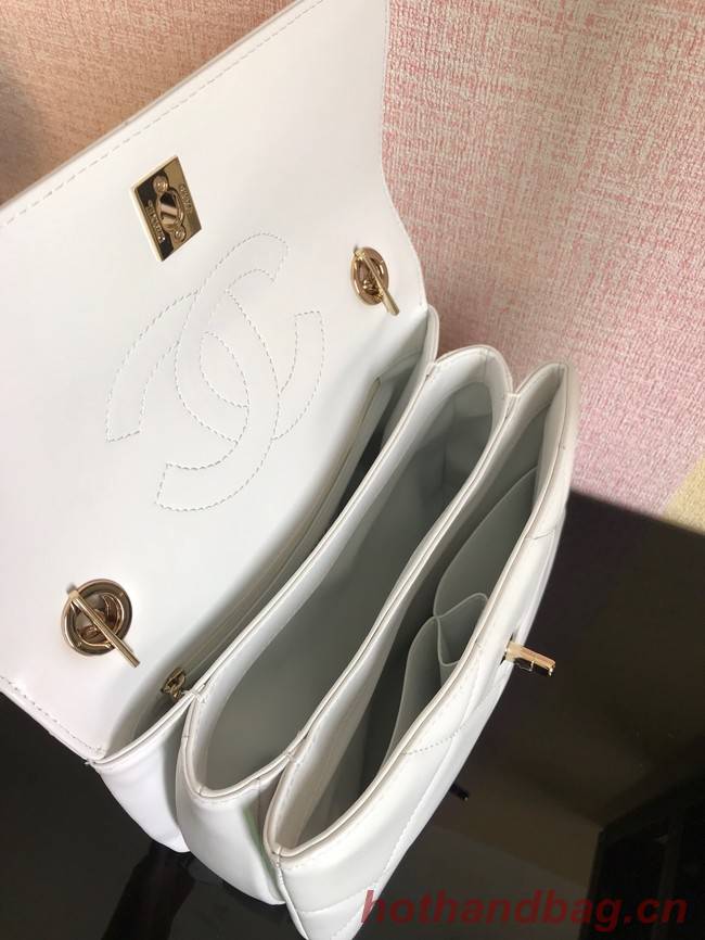 Chanel CC original lambskin top handle flap bag A92236 white&Gold-Tone Metal