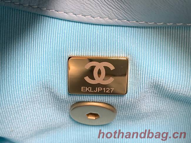 Chanel mini Shoulder Bag Lambskin&Gold-Tone Metal AS3205 sky blue