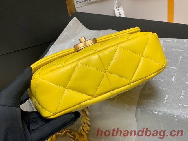 Chanel mini Shoulder Bag Lambskin&Gold-Tone Metal AS3205 yellow