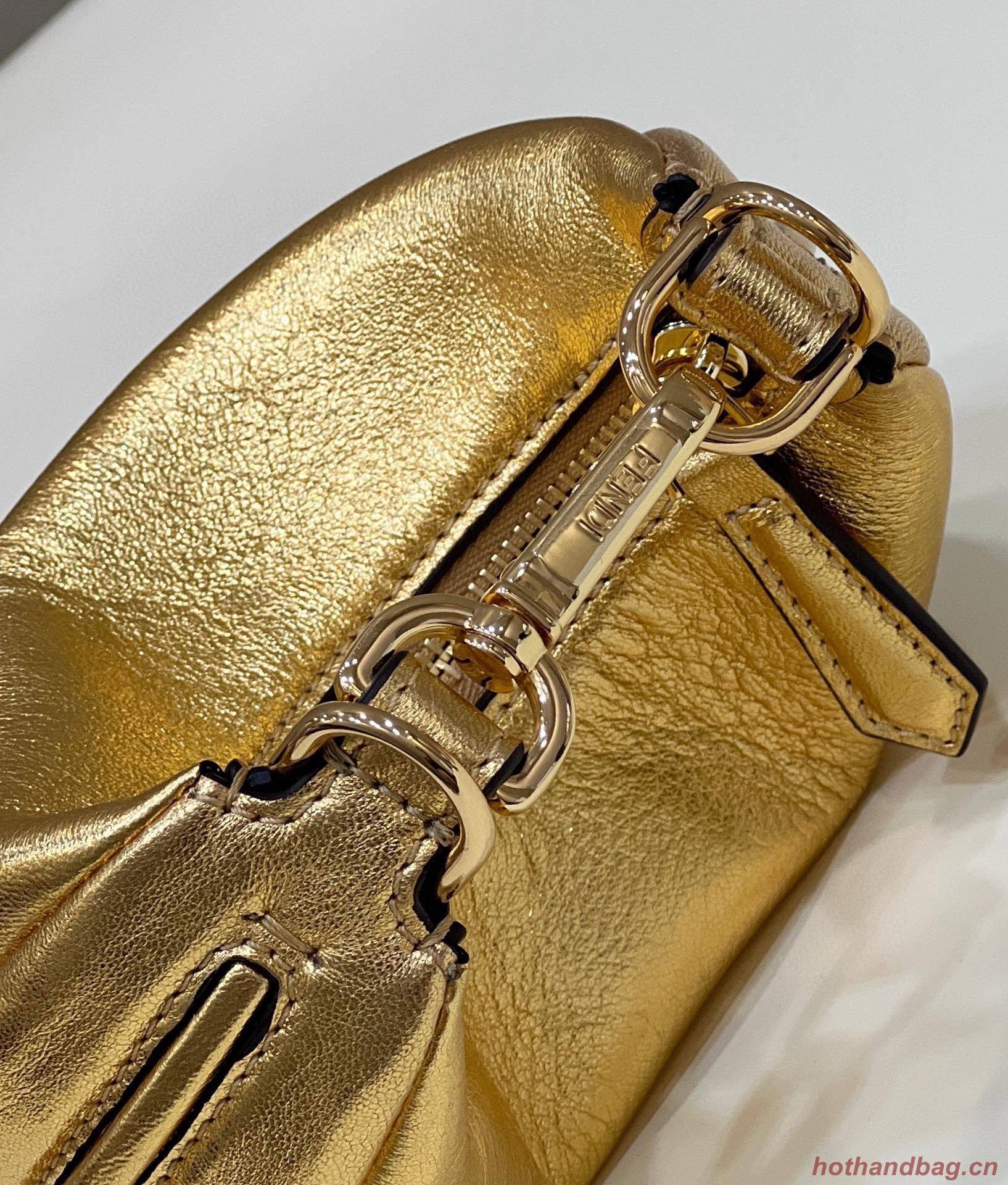 Fendi Praphy Original Leather Big FENDI Logo Mini Bag 80056S Gold
