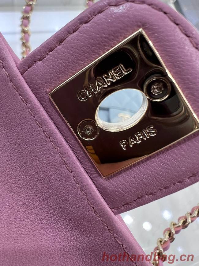 Chanel 2022S Love Heart mini Lambskin Crossbody Chain Bag AO2784 pink