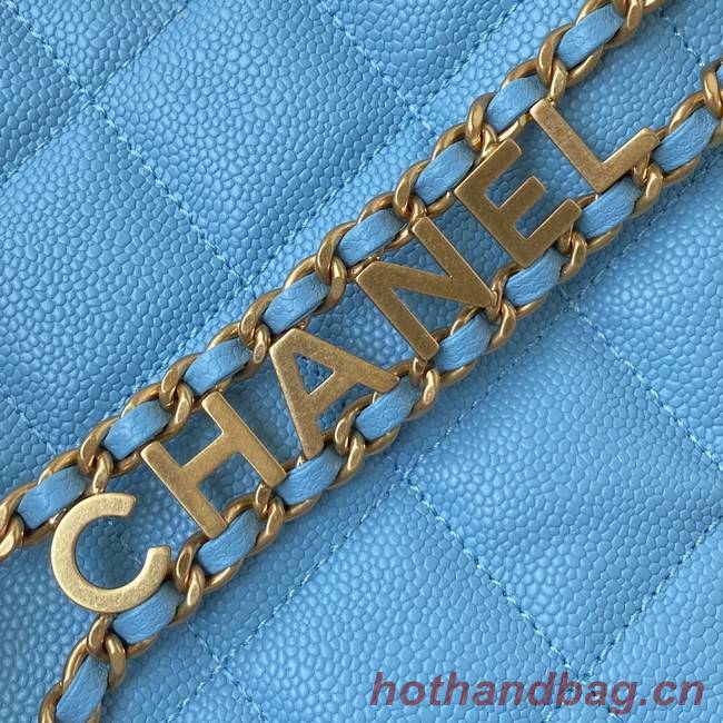 Chanel Shoulder Bag Grained Calfskin&Gold-Tone Metal AS3223 blue