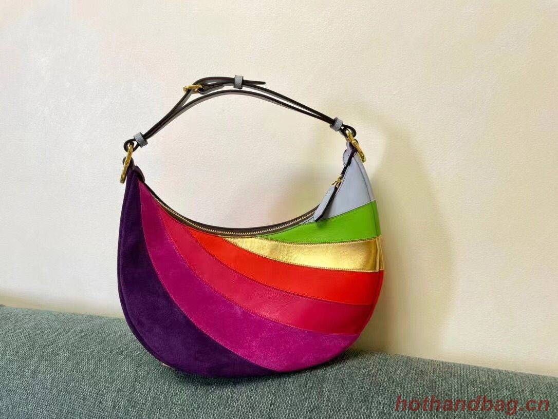 Fendi graphy Small Leather bag with multicolor inlay 8BR798A Rainbow