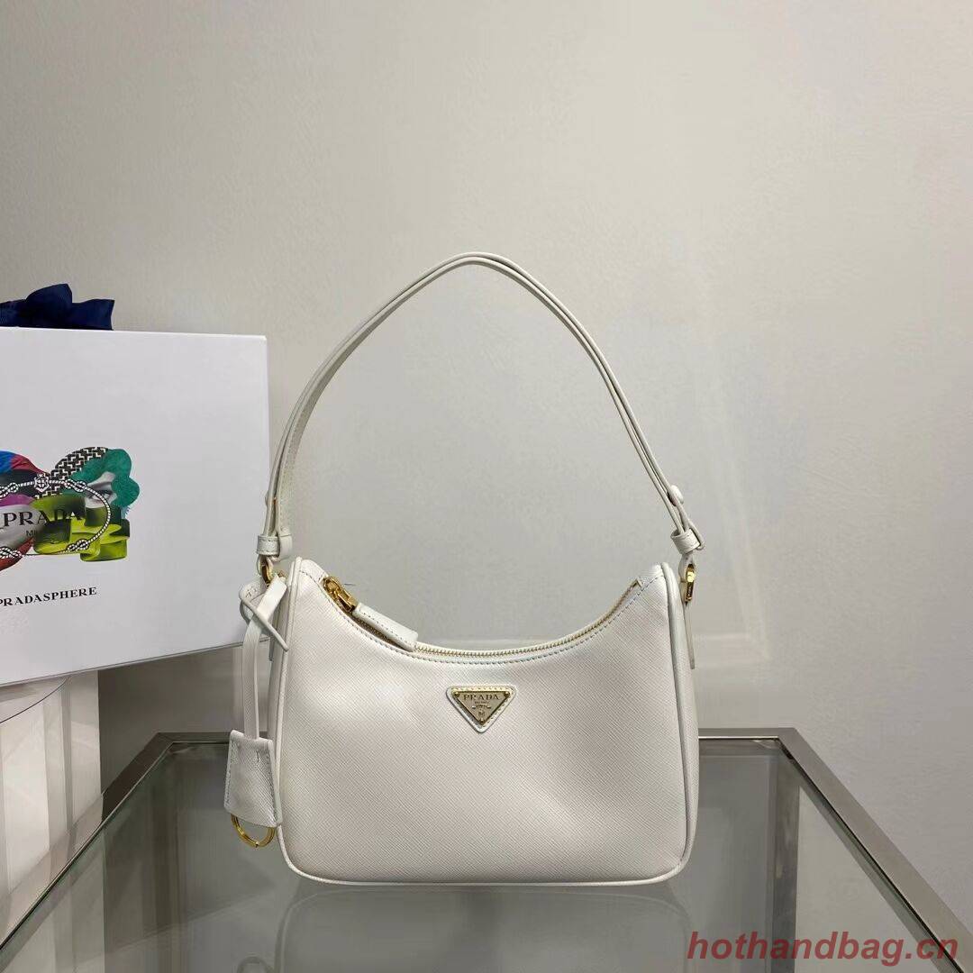 Prada Small Saffiano leather shoulder bag 1BD330 WHITE