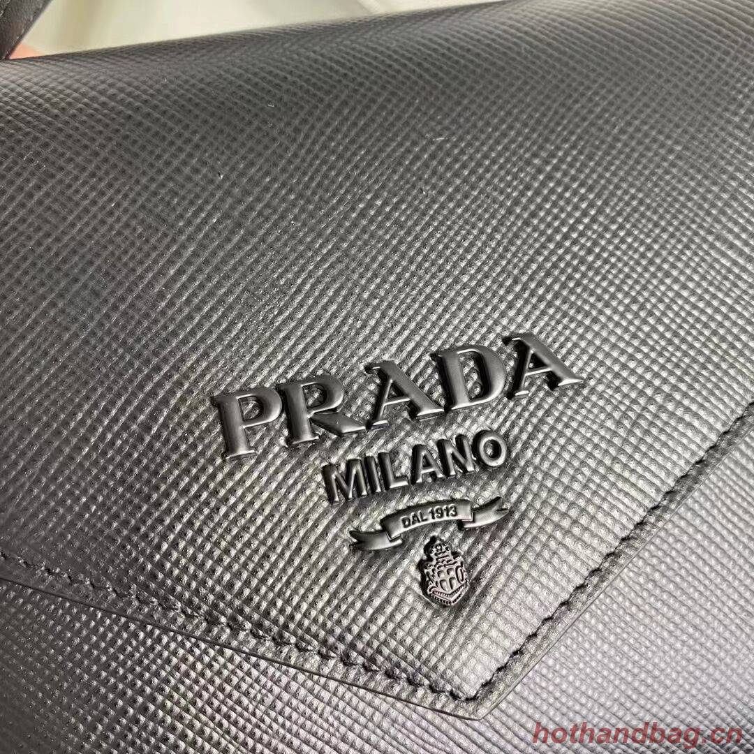 Prada Monochrome Saffiano and leather bag 1BD317 black