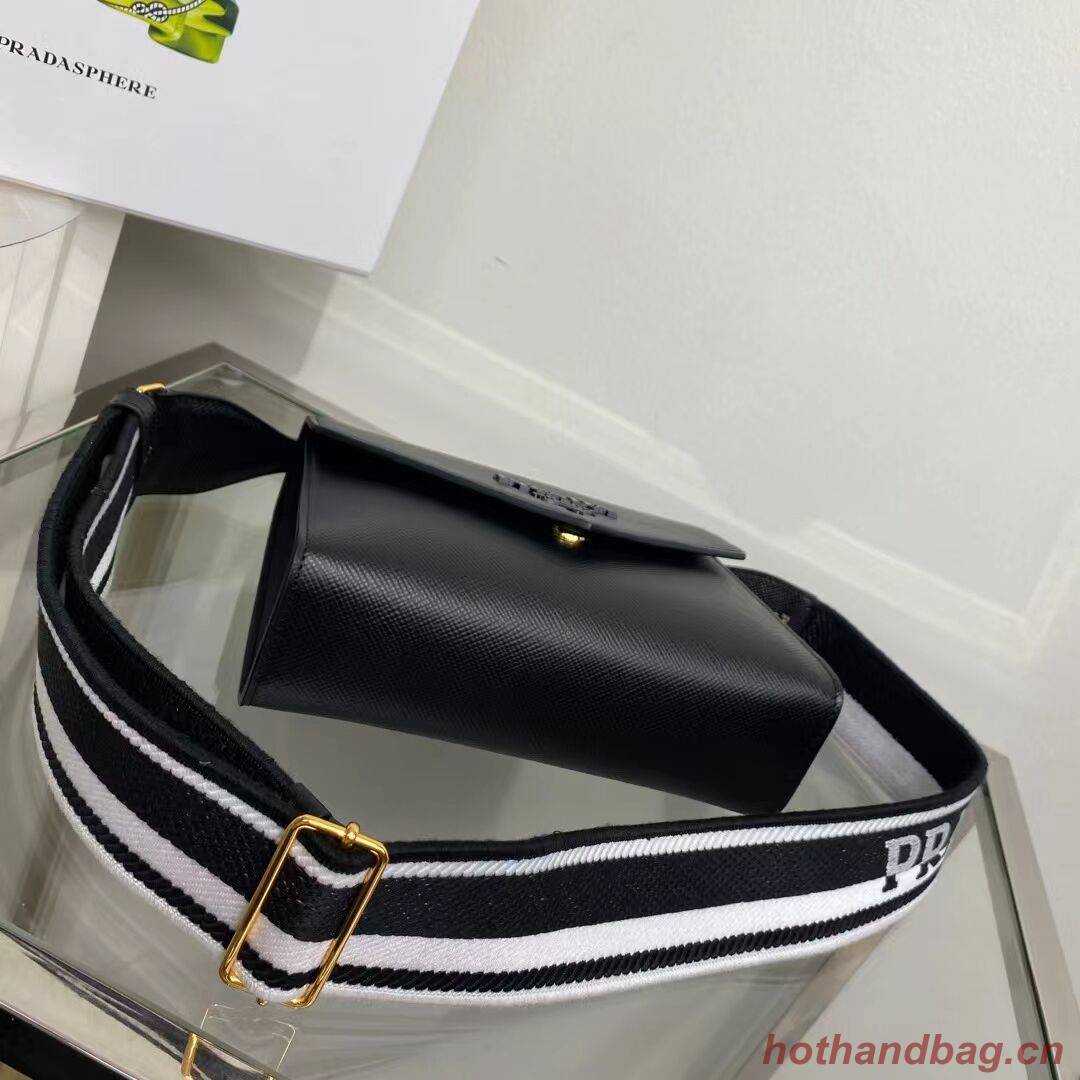 Prada Monochrome Saffiano and leather bag 1BD317 black