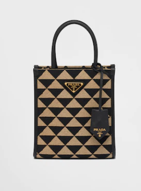 Prada Symbole jacquard fabric micro bag 1BA355 Black&Beige