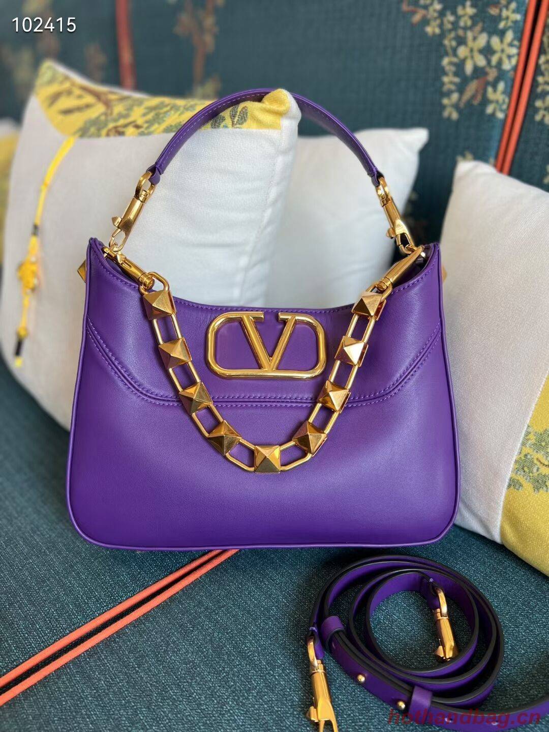 VALENTINO GARAVANI Loco Calf leather bag V2028 purple