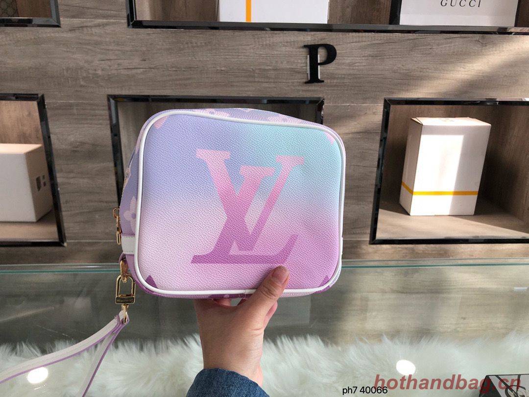  Louis Vuitton Colorful Handbag Wash Bag 40066 Pink&Blue