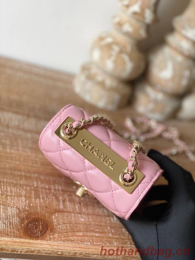 Chanel mini Shoulder Bag Lambskin & Gold-Tone Metal 88631 pink