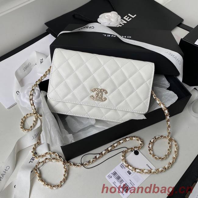 Chanel Grained Calfskin small Shoulder Bag AP2734 white