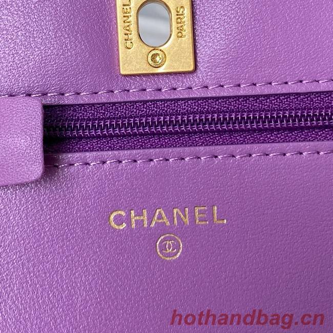 Chanel Lambskin Flap Shoulder Bag AP1450 Purple