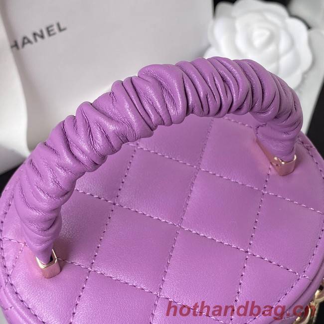 Chanel lambskin top handle bag AP2730 Purple