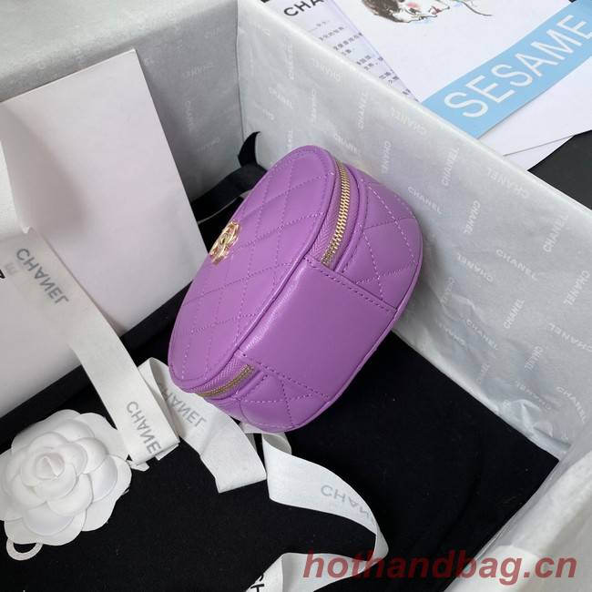 Chanel lambskin top handle bag AP27301 Purple