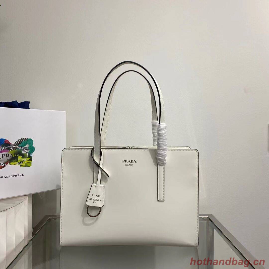 Prada Re-Edition 1995 brushed-leather medium handbag 1BA350 white