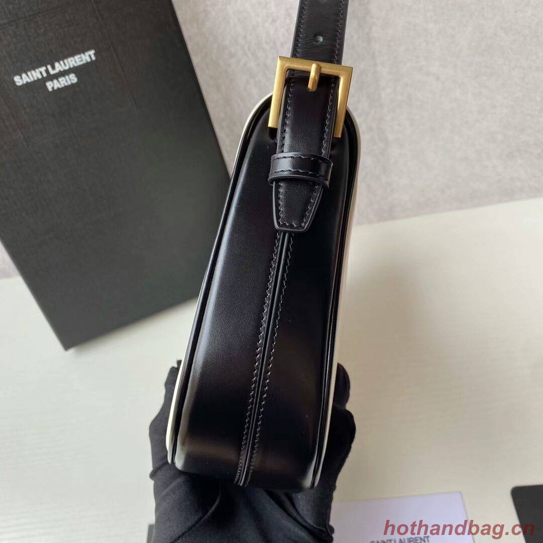 Yves Saint Laurent LE FERMOIR HOBO BAG IN SHINY LEATHER 6726152 BLANC VINTAGE&black