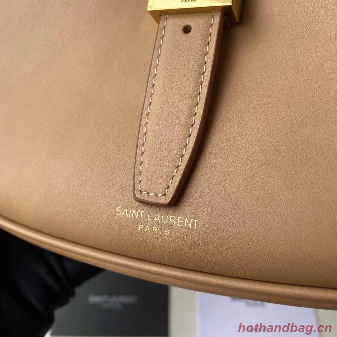 Yves Saint Laurent LE FERMOIR HOBO BAG IN SHINY LEATHER 6726152 BROWN GOLD