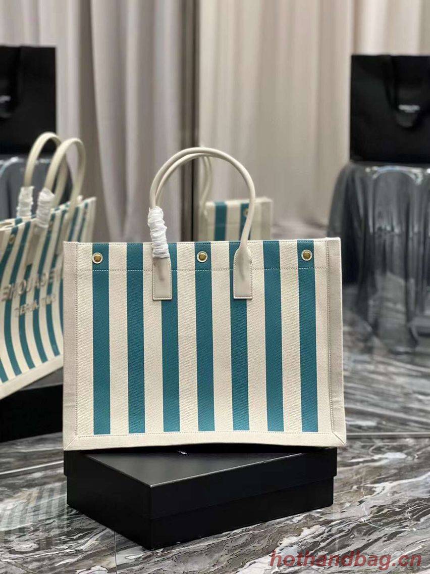 Yves Saint Laurent TWEED AND LAMBSKIN shopping bag Y677922 light blue