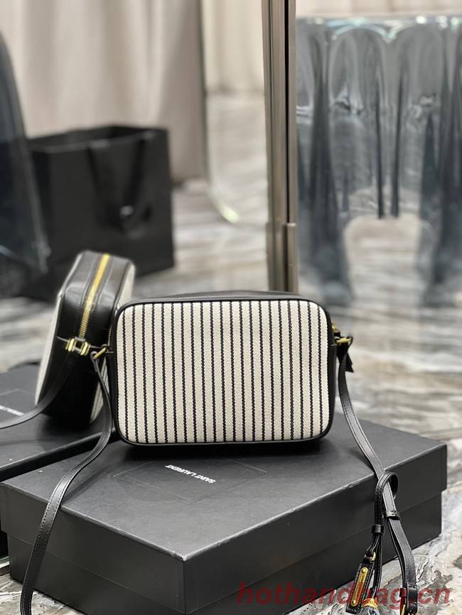 SAINT LAURENT LOU CAMERA BAG IN CANVAS AND SMOOTH LEATHER 612542 CREAM ET NOIR