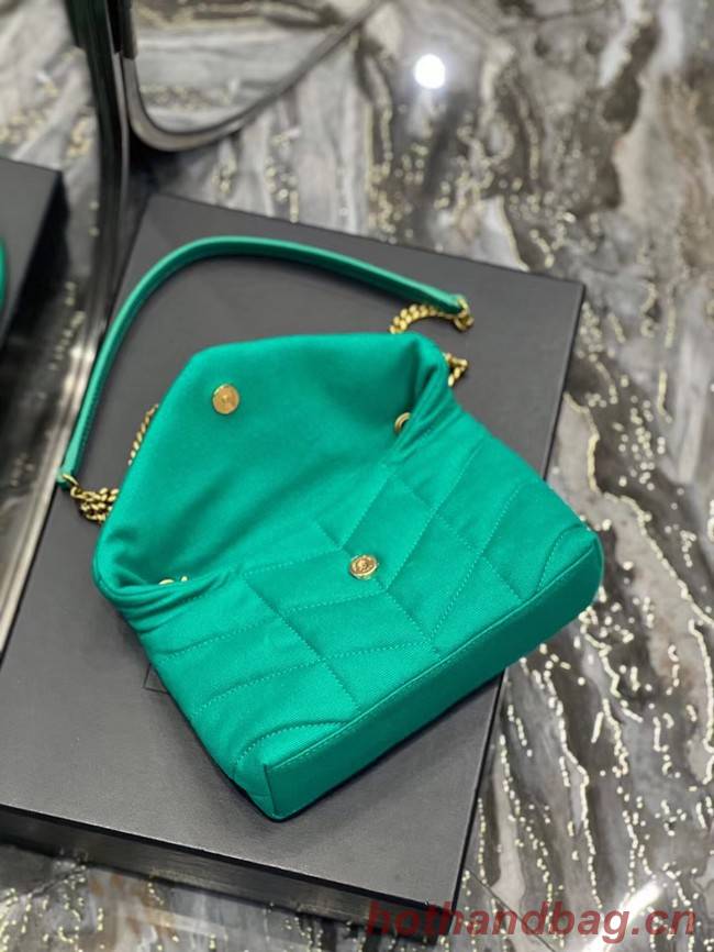 SAINT LAURENT PUFFER TOY BAG IN CANVAS AND SMOOTH LEATHER 620333 green