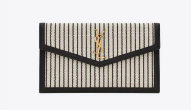 SAINT LAURENT UPTOWN POUCH IN CANVAS AND SMOOTH LEATHER 565739 CREAM ET NOIR