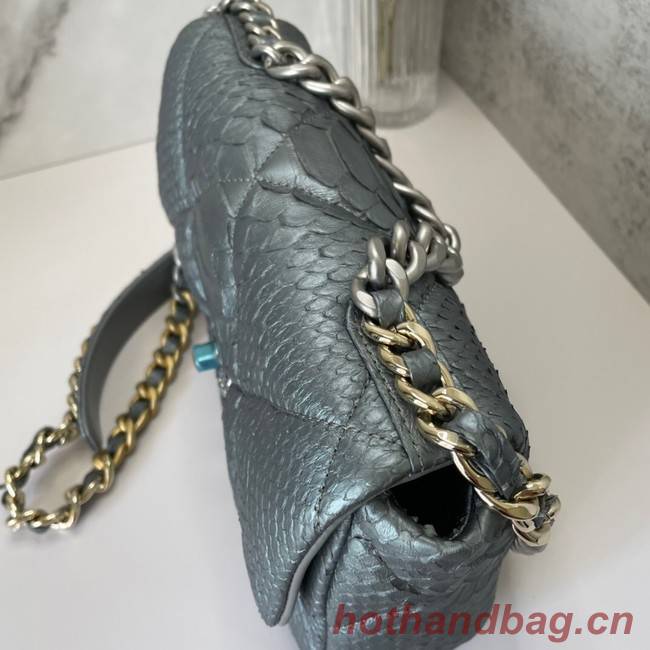 CHANEL 19 Flap Bag Original Snake skin flap bag AS1160 silver