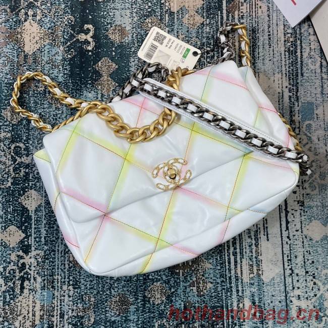 Chanel 19 flap bag AS1161 White&Rainbow line