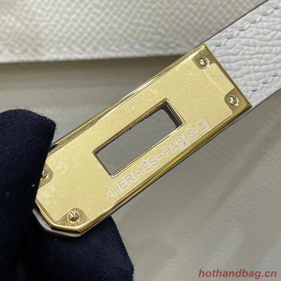 Hermes Kelly 28cm Shoulder Bags Epsom Leather KL28 creamy-white Gold hardware