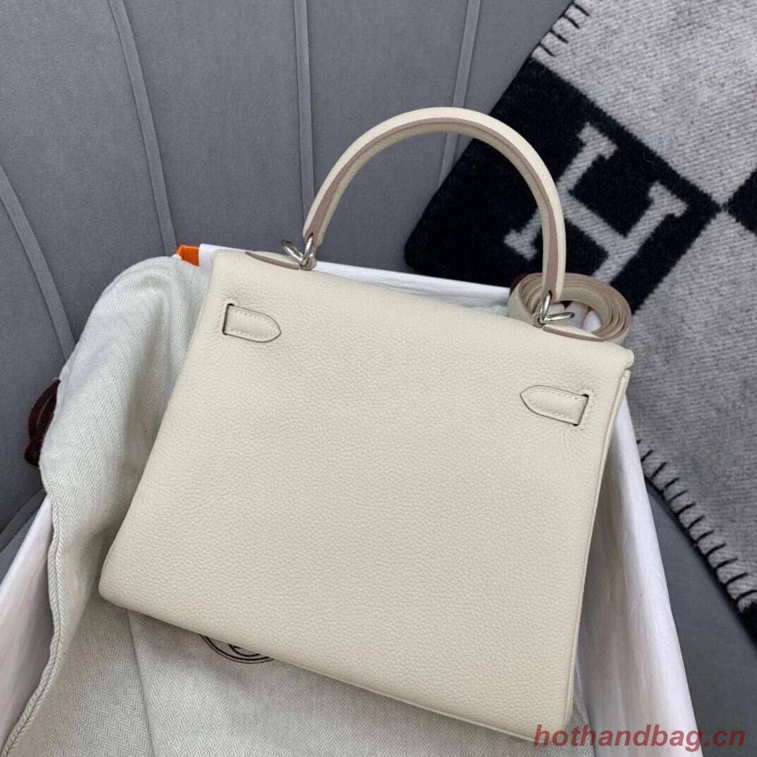 Hermes Kelly 28cm Shoulder Bags Togo Leather KL28 Cream White