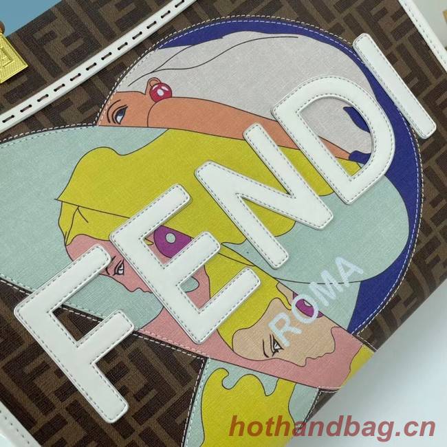 Fendi Tote Fabric Graffiti Print Shopping Bag 0001