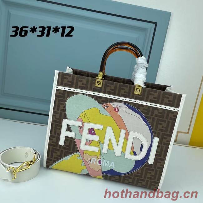 Fendi Tote Fabric Graffiti Print Shopping Bag 0001
