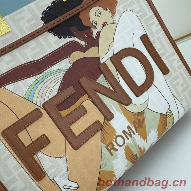 Fendi Tote Fabric Graffiti Print Shopping Bag 0002