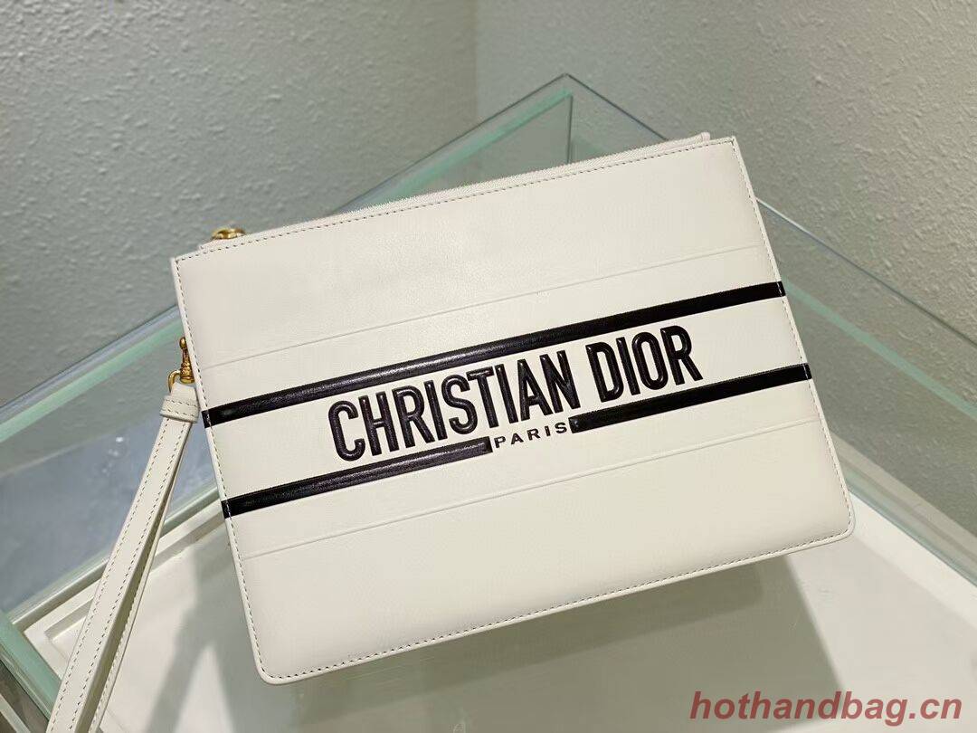 Dior Calfskin Cluth Bag C9181 white