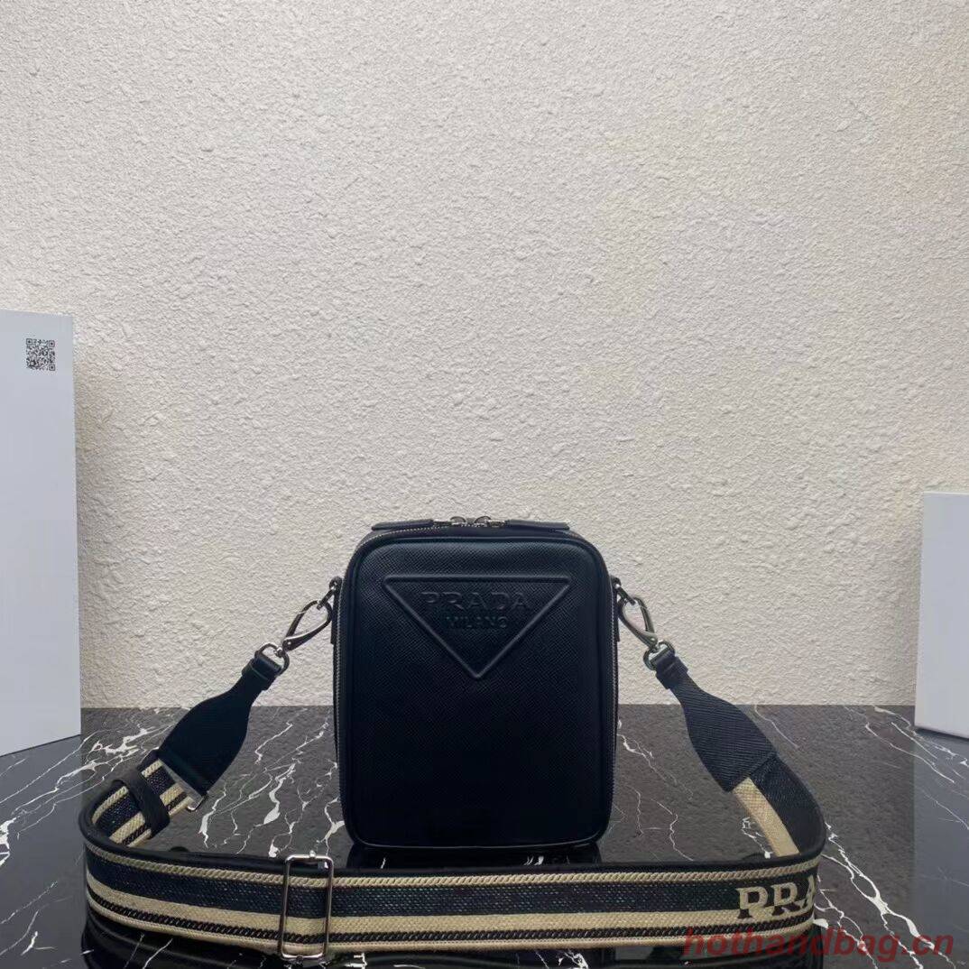 Prada Leather bag with shoulder strap 2BQ354 black