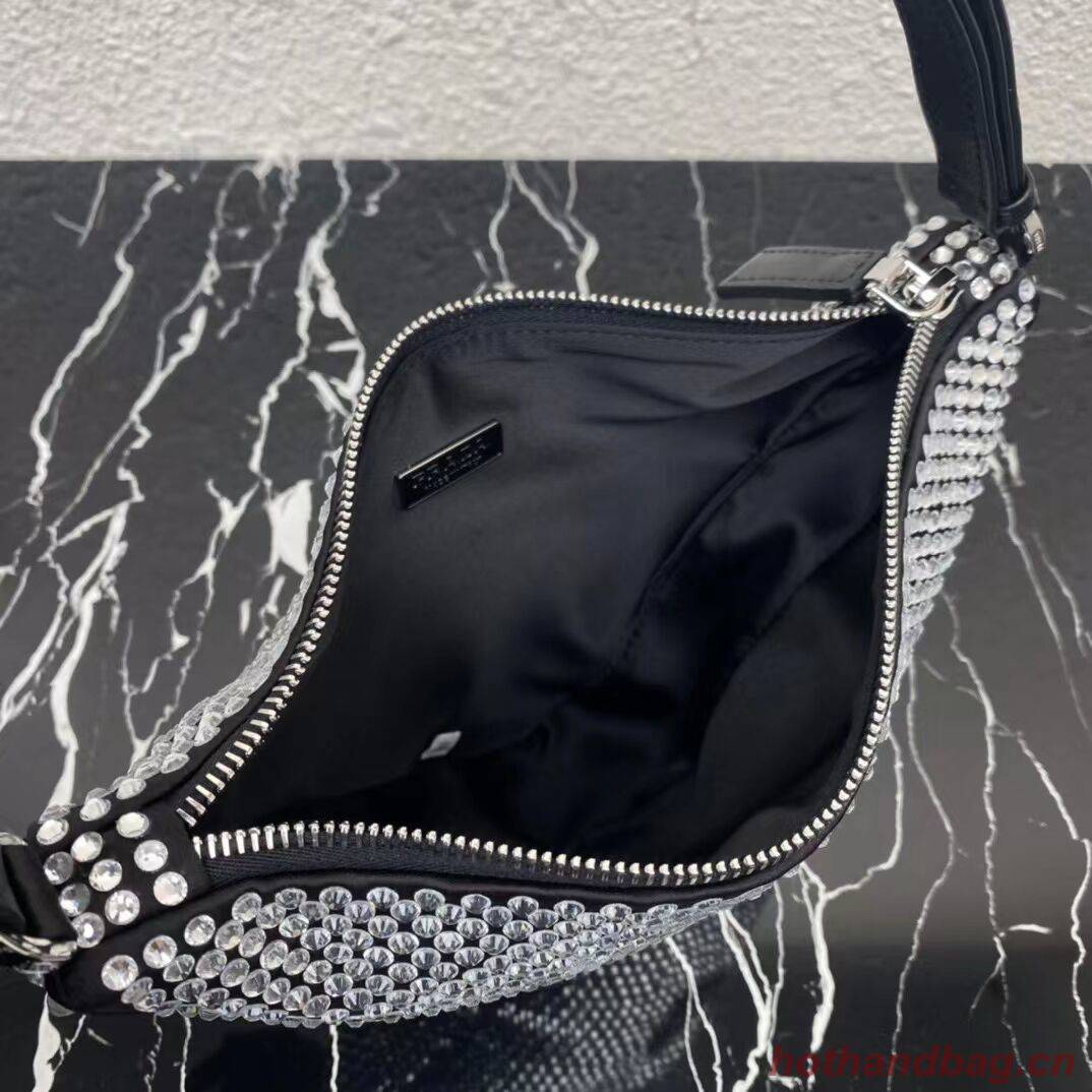 Prada crystal handbag 1VH243 black