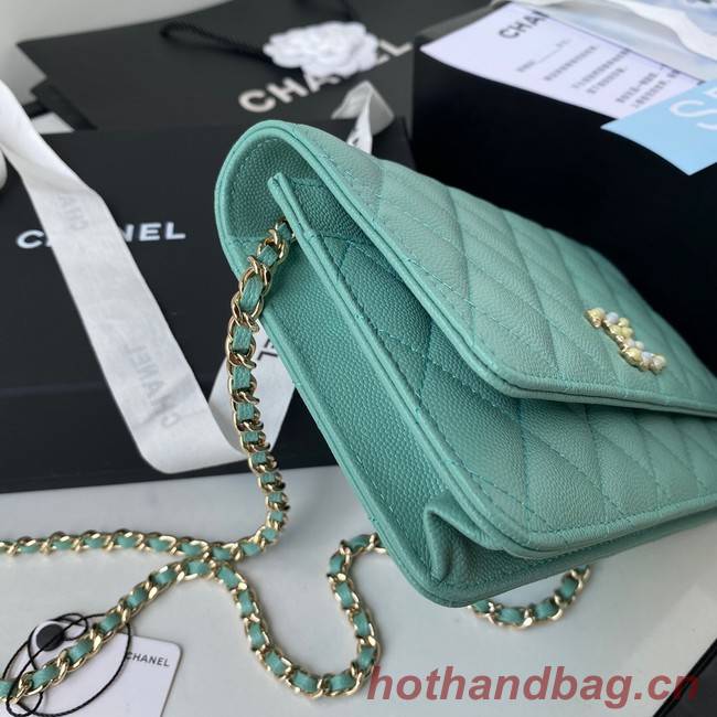 Chanel Grained Calfskin small Shoulder Bag AP33814 green 