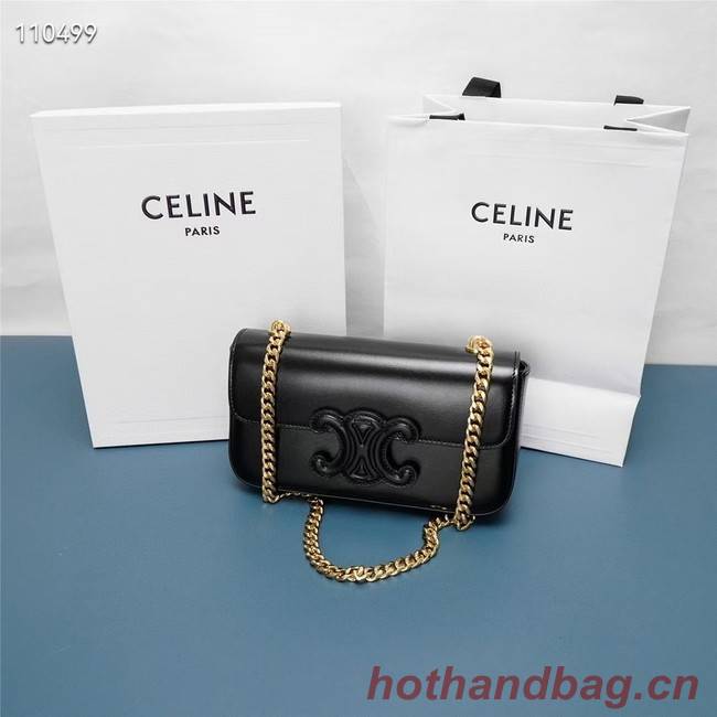 Celine CHAIN SHOULDER BAG TRIOMPHE IN SHINY CALFSKIN 199243 BLACK