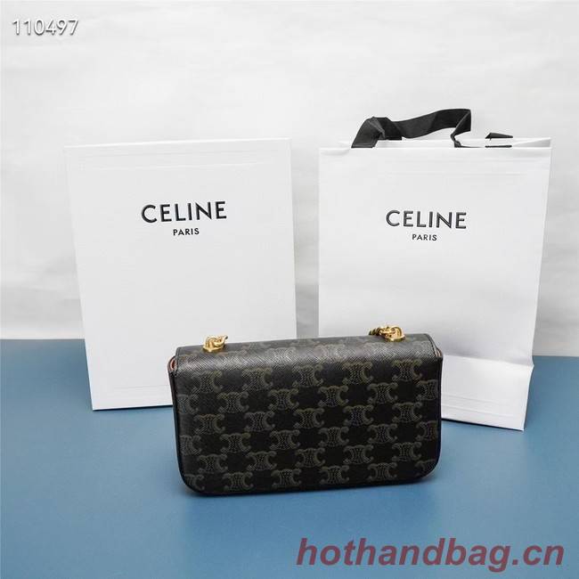 Celine CHAIN SHOULDER BAG TRIOMPHE IN TRIOMPHE CANVAS AND CALFKSIN 199243 BROWN