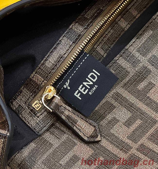 Fendi FF glazed fabric bag with inlay Baguette 8BR600A brown&yellow