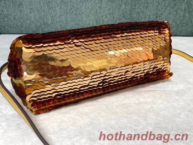 Fendi First Small sequinned bag 8BP129 gold