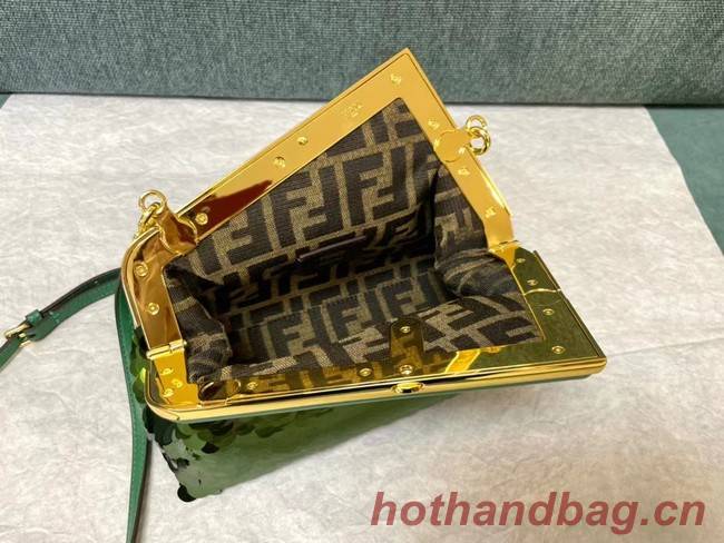 Fendi First Small sequinned bag 8BP129 green