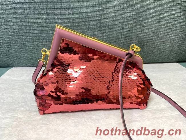 Fendi First Small sequinned bag 8BP129 red