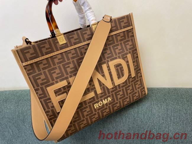 Fendi Sunshine Medium brown leather shopper 8BH386