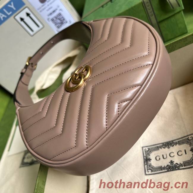 Gucci GG Marmont half-moon-shaped mini bag 699514 dark pink