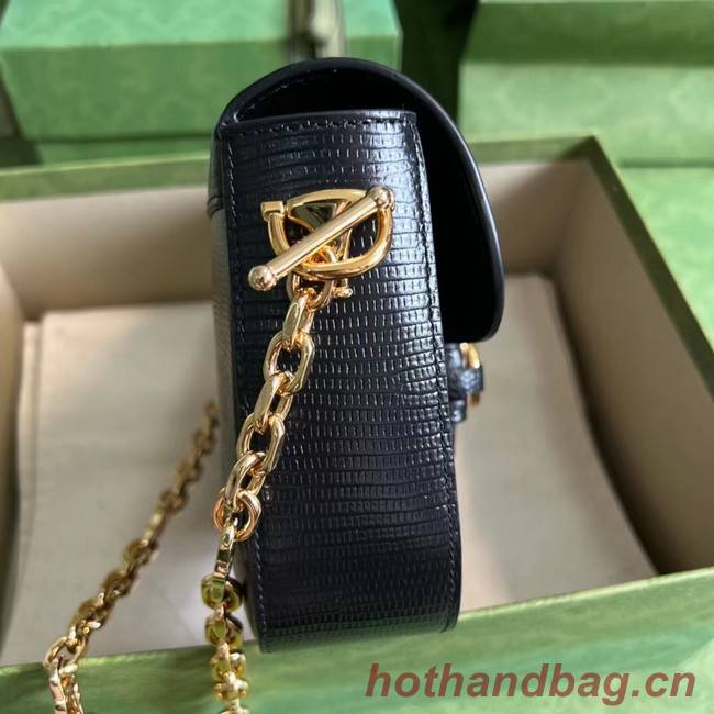 Gucci Horsebit 1955 lizard mini bag 675801 black