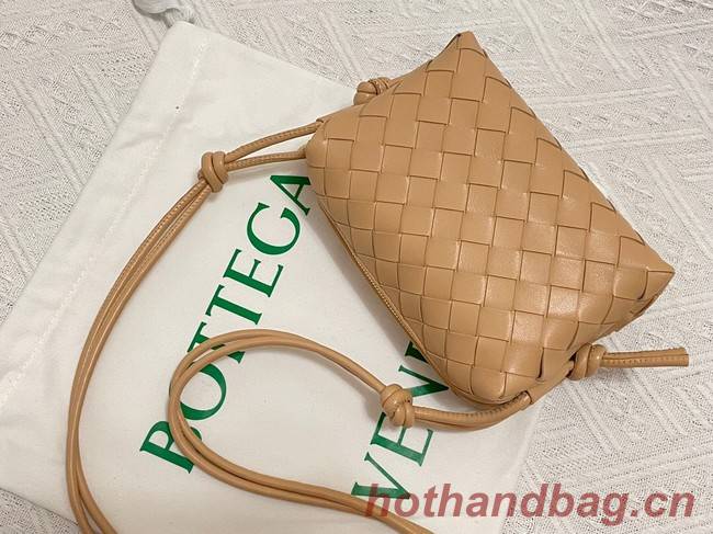 Bottega Veneta Mini intrecciato leather cross-body bag 680254 Almond