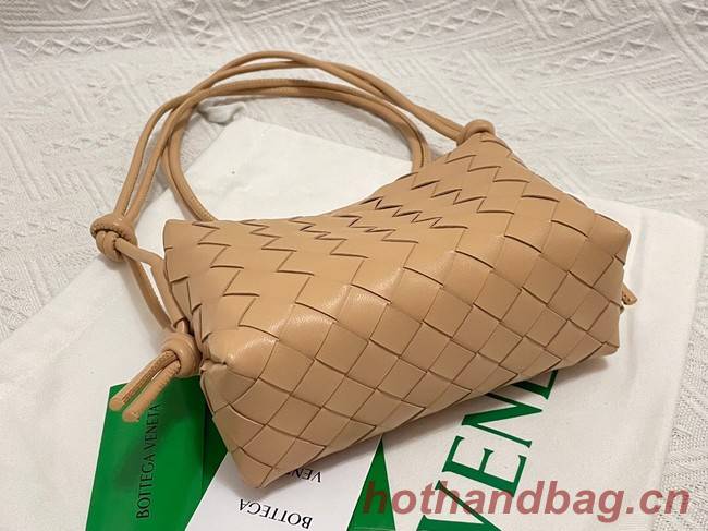Bottega Veneta Mini intrecciato leather cross-body bag 680254 Almond