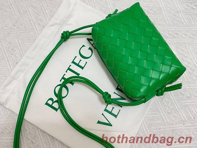Bottega Veneta Mini intrecciato leather cross-body bag 680254 Parakeet