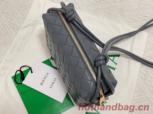 Bottega Veneta Mini intrecciato leather cross-body bag 680254 gray