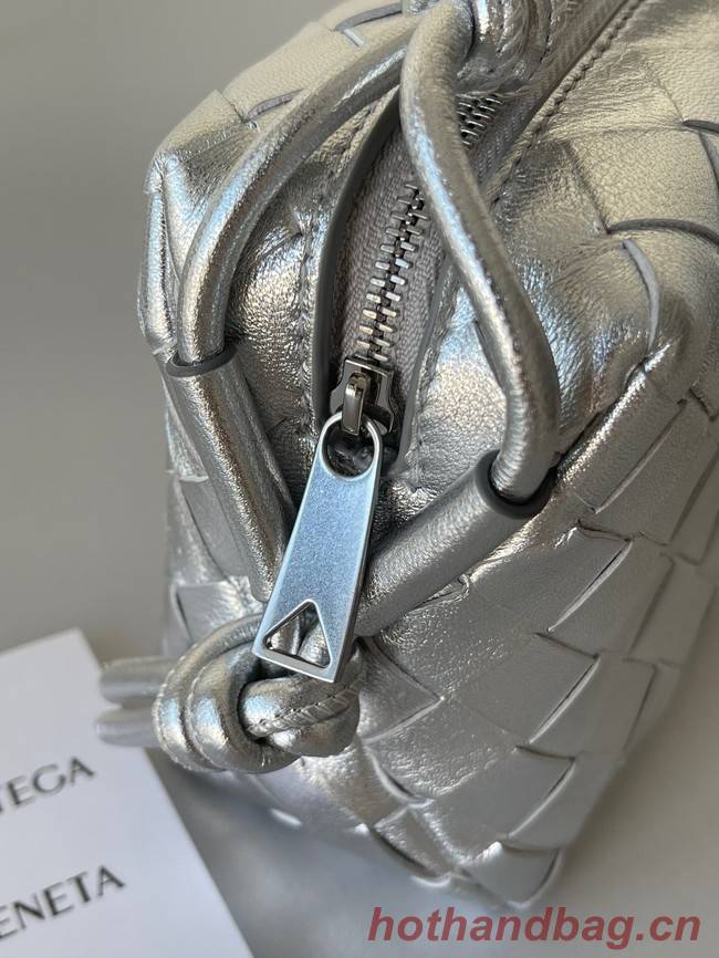 Bottega Veneta Mini intrecciato leather cross-body bag 680254 silver